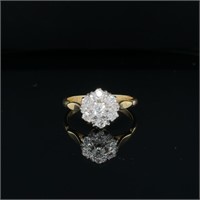 18CT GOLD ANTIQUE DIAMOND CLUSTER RING VALUE $2500