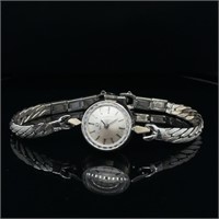 LADIES OMEGA 9CT WHITE GOLD MATCH WATCH