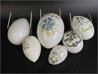 Vintage Milk Glass Hand Painted Easter Eggs