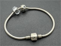 Stamped 925 Swarvoski Charm Bracelet With Beads