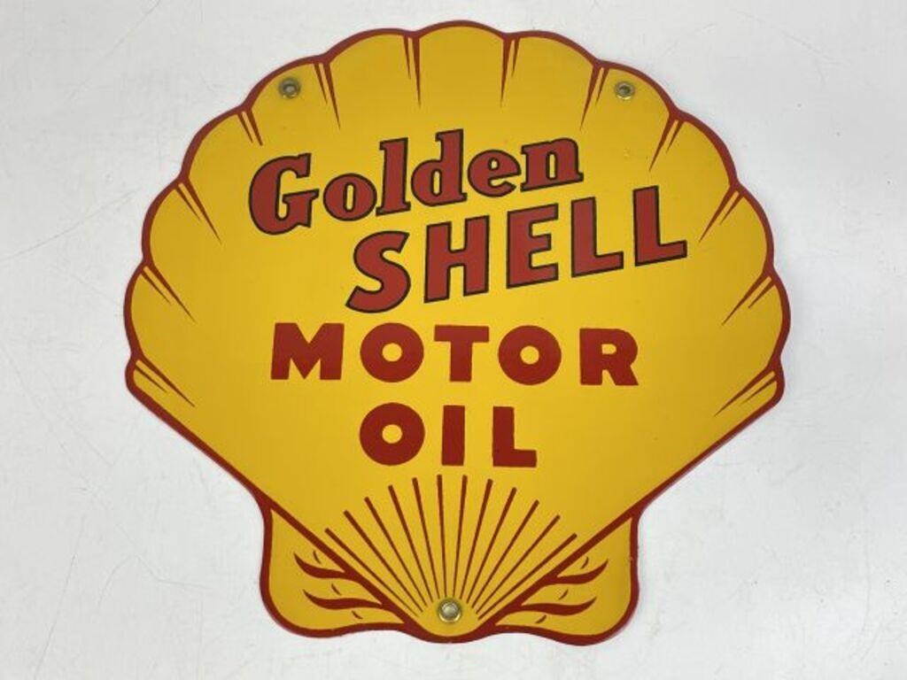 Golden Shell Motor Oil Metal Sign