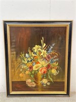 Framed Floral Oil on Canvas