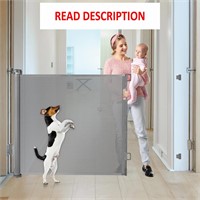 $78  42 Tall X 75 Wide Retractable Dog Gate  Gray