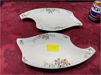 Two vintage serving plates with floral design