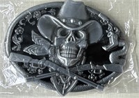 Vintage Pirate Skull Belt Buckle Western Cowboy