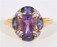 14K Yellow Gold and Amethyst Statement Ring.