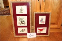 Set of Framed Cross-Stitched Birds