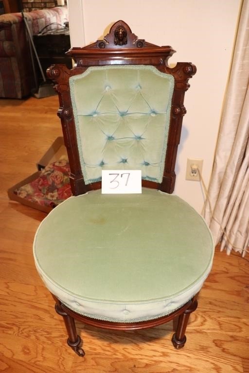 Green Velvet Victorian Chair