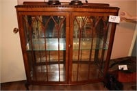 Antique Ornate Mahogany Cabinet w/Glass Shelves