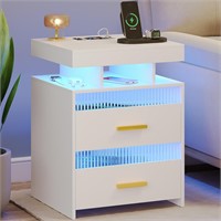 $140  Smart Nightstand with Charging  Drawers  LED