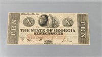 Original Ten Dollar State of Georgia Note