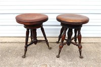 TWO ANTIQUE PIANO STOOLS