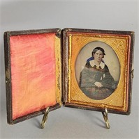 Sixth Plate Ruby Ambrotype Woman - Colorized