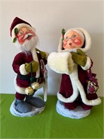 AnnaLee Mobilitee Santa & Mrs. Clause Dolls 1981