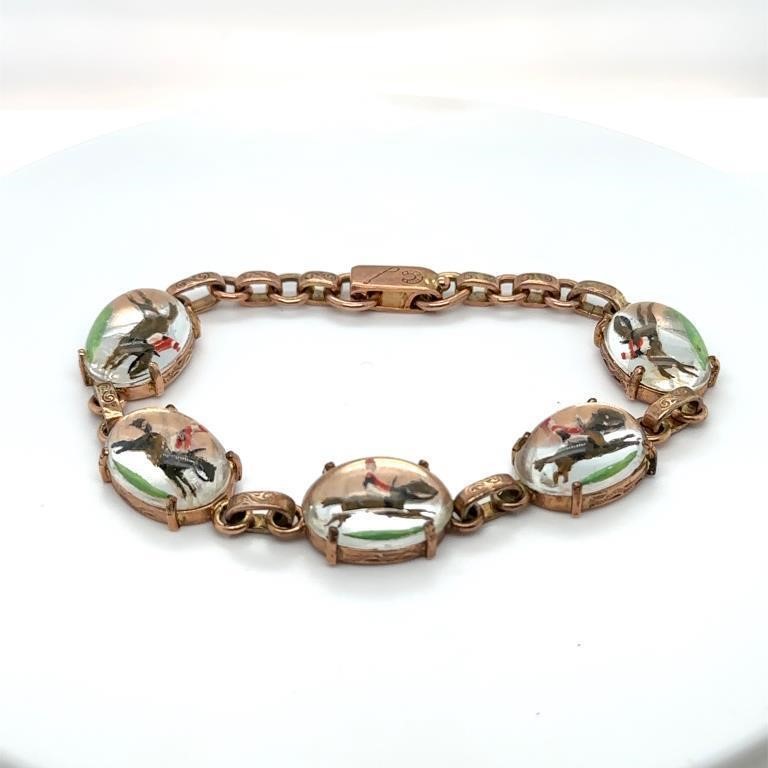 9CT ROSE GOLD  HUNTING SCENE BRACELET