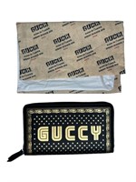 GUCCI BLACK & GOLD LEATHER WOMEN/MENS WALLET