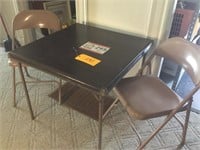 CARD TABLE, TWO CHAIRS
