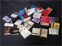 Group of vintage matches in tin box