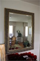 Large Gold Framed Beveled Mirror