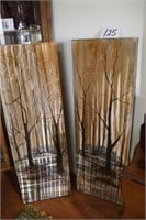 Pair of Foiled Canvas Wall Art Pieces