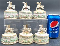 6 Porcelain Carousel-Themed Ring Boxes