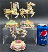 Collection of 3 Ceramic Carousel Horses on Bases