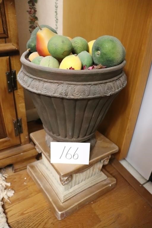 Pedestal and Planter w/ Artificial Fruit