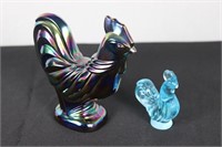 Two Fenton Glass Chickens