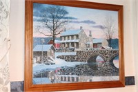Framed Puzzle Winter Bridge Scene
