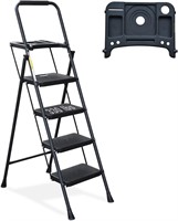 $130  4-Step Ladder with Tool Platform  Black