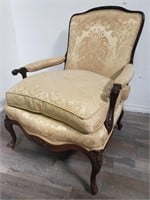 Vintage French style walnut hand carved arm chair
