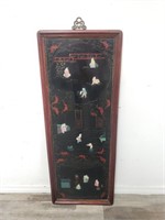 Vintage Asian hand painted wood wall plaque
