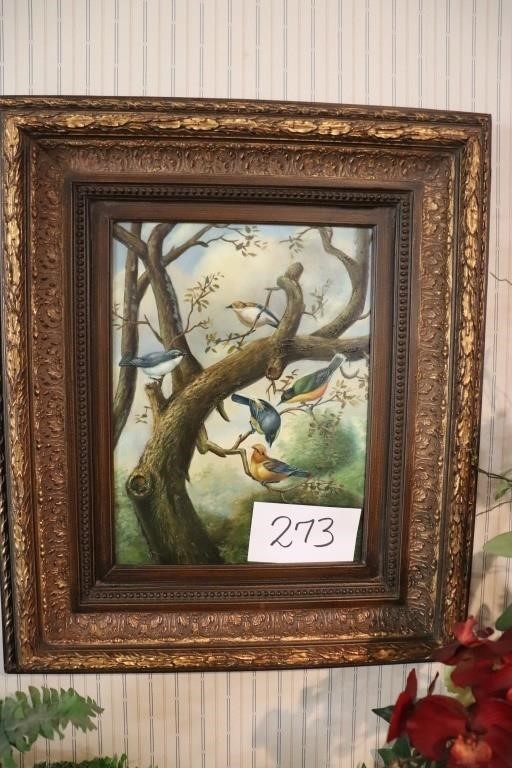 Framed Bird Painting