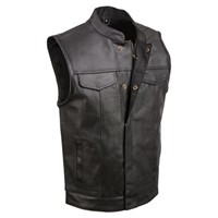 NEW! Men's Leather Motorcycle Vest Zipper & Snap