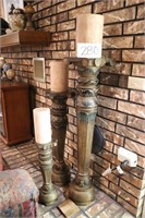 3 Large Candle Pillars w/Candles