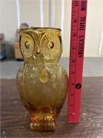 Vtg Kanawha Glass Amber Owl Pitcher 8.5"