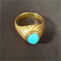 14k gold ring with blue stone scratch tested
