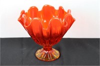 Red to Amber Swung Glass Compote