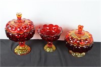 Lot of Moon & Star Glassware in Red to Amber