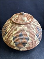Vintage African style hand woven basket