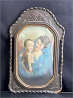 Antique framed hand-colored photo of mother &