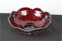 Imperial Glass Co Red Carnival Saw Tooth Edge Bowl