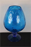 Large Blue Glass Vase 14.5" Tall