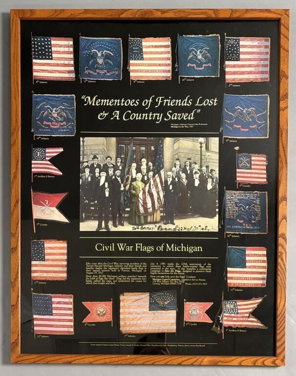 Framed Poster of Civil War Flags of Michigan