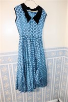 Blue Vintage Dress w/ Velvet Collar