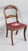 Carved Mahogany /Needlepoint Side Chair