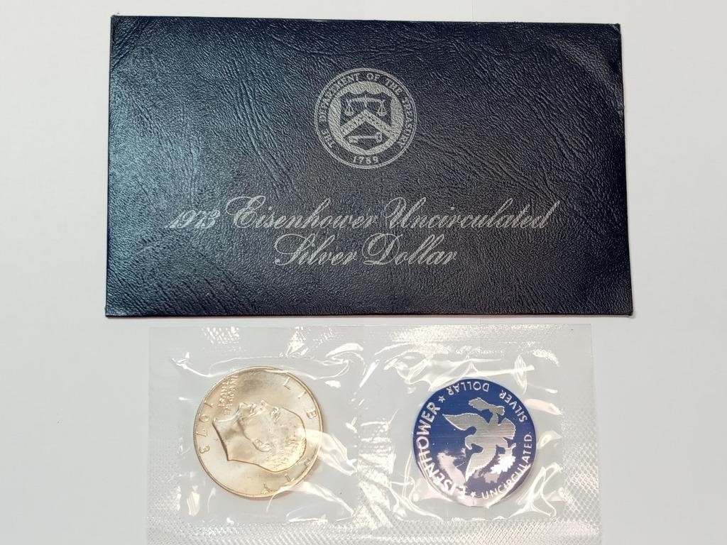 OF) Uncirculated 1973 silver Ike dollar