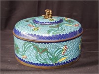 Vintage Cloisonne lidded container, 3 1/2" h. x 5