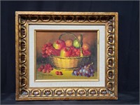 Signed oil on canvas, (still life - fruits in