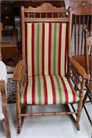 Antique Oak Upholstered Rocking Chair